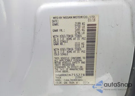 2018 Nissan Frontier Sv z USA, uszkodzony, nr VIN 1N6AD0ER2JN755278